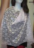 Pink Net Lace Dupatta Chunni Scarf #8885